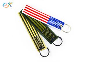 Buy cheap Polyester Custom Embroidered Keychain Rectangle Shape With Merrow Border product