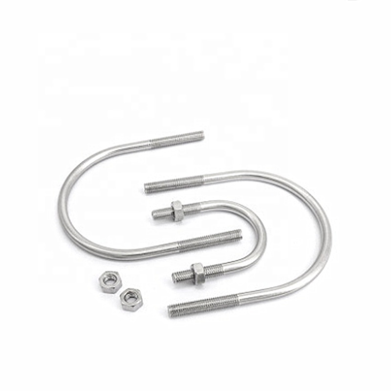 Plain Finish U Type Head Style ASTM A193 B6 SUS410 U-Bolt with Clamp Bracket 2PCS Non-Serrated Hex Flange Nuts