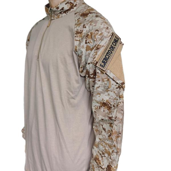 Tactical Camo Combat Shirt with Half Zip and Arm Pockets Breathable Comfortable Frog Tactical Training Suit