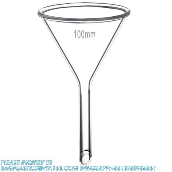 Glass Funnel Set, 3 Sizes - 50, 75, And 100mm, Short Stem, Borosilicate Glass, Heavy Wall, Karter Scientific
