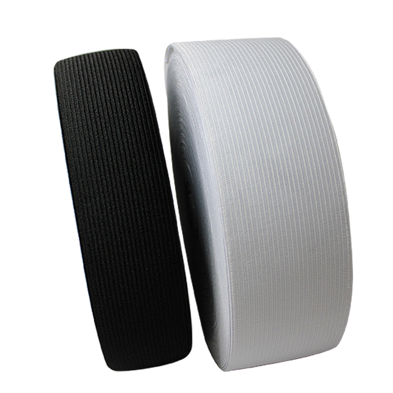 Black Polyester Knitted Elastic Tape 2.5cm Wide Knit Elastic For Garments