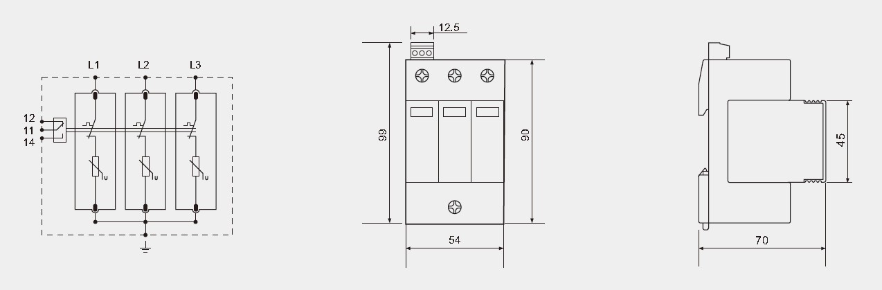 Low Voltage Type 2 Surge Protection Device 3P 40kA AC Surge Protector