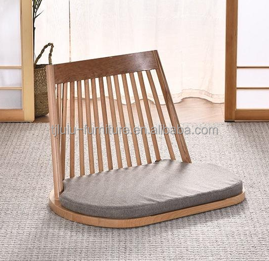 Solid Wood Dining Chair with Natural Floor Seating and Modern Tatami Seatback Design
