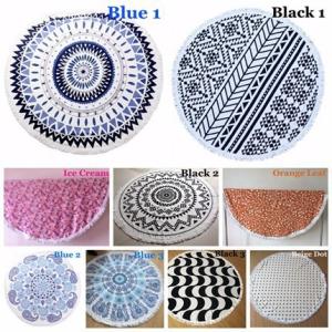 100% Cotton Reactive Printed Round Beach Towels With Tassels