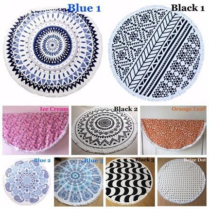 Quality 100% Cotton Reactive Printed Round Beach Towels With Tassels for sale