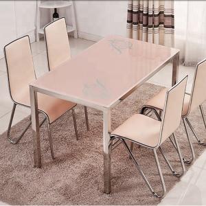 Multi Functional Glass Top Dining Room Table , Practical Marble Dining Table