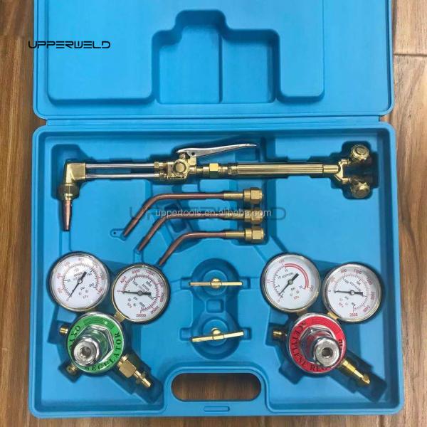 Forged Brass Body Portable Oxy Brazing Welder Tool Set with Two Hose Regulator Gauges