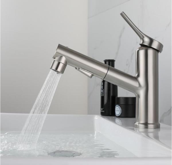 Quality SUS304 Stainless Steel Pull-Out Single Hole Single Handle Basin Mixer In Matte Black SN for sale