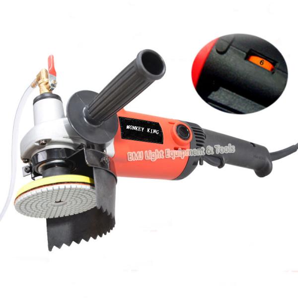 Quality 220v 1400W M14 4" electric stone wet polisher variable speed hand grinder water mill with 8 units 4" wet polishing pad for sale