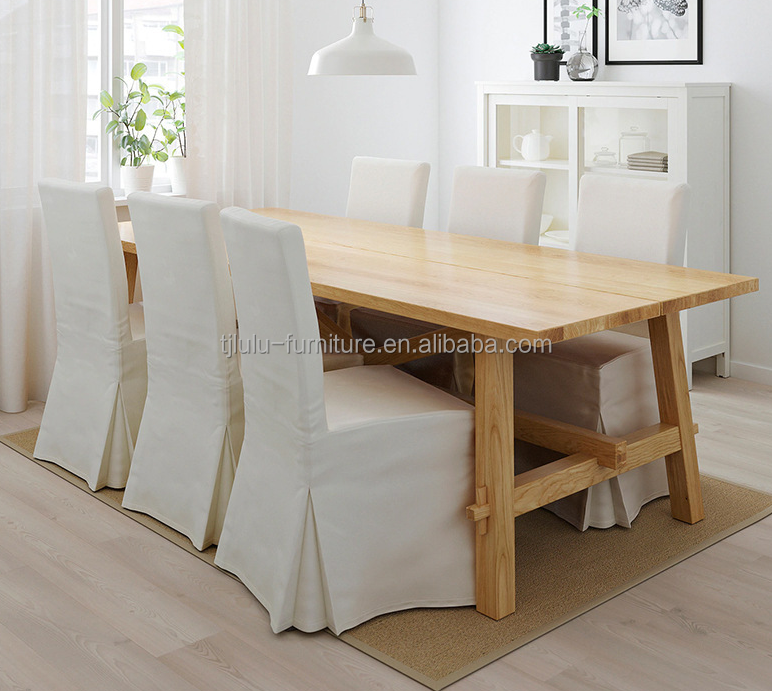 Nordic Style Rectangular Dining Table for Hotel and Restaurant Solid Wood Material Included