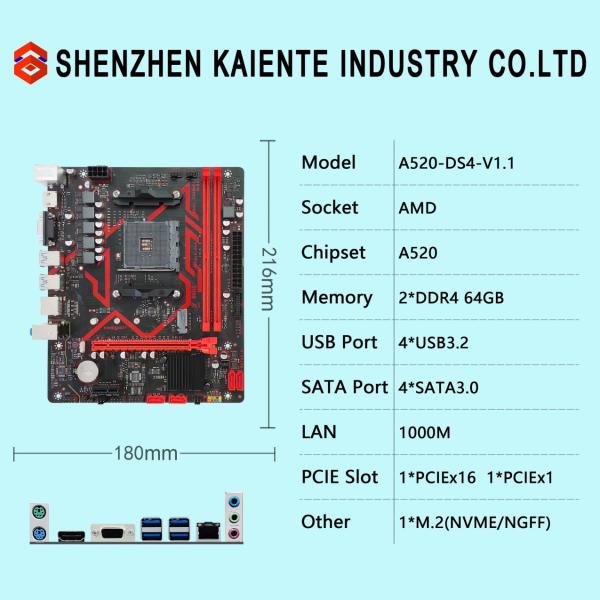 Quality A520 A520M M.2 Motherboard For Desktop Computer AM4 Socket  PC Mainboard for sale
