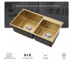 Gold 304 Stainless Steel Kitchen Sinks Acid Alkali Oxidation Resistance