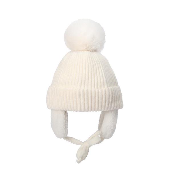 Multiple Colors Pom Acrylic Cotton thermal beanie hats Warm With Ear Cover