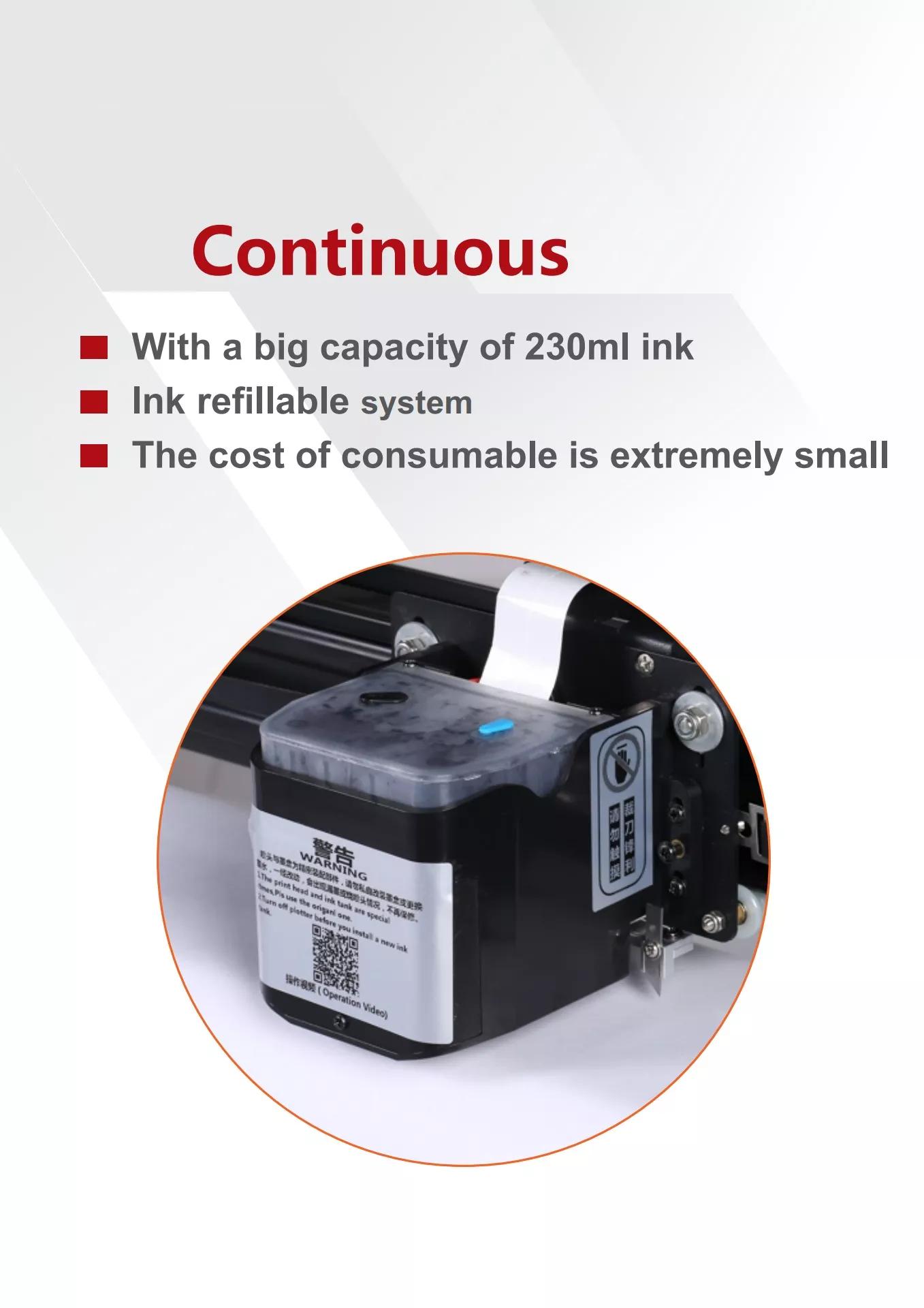 Refillable Continuous Big Ink Tank Printing Plotter with Cutting Blade and HPGL Support