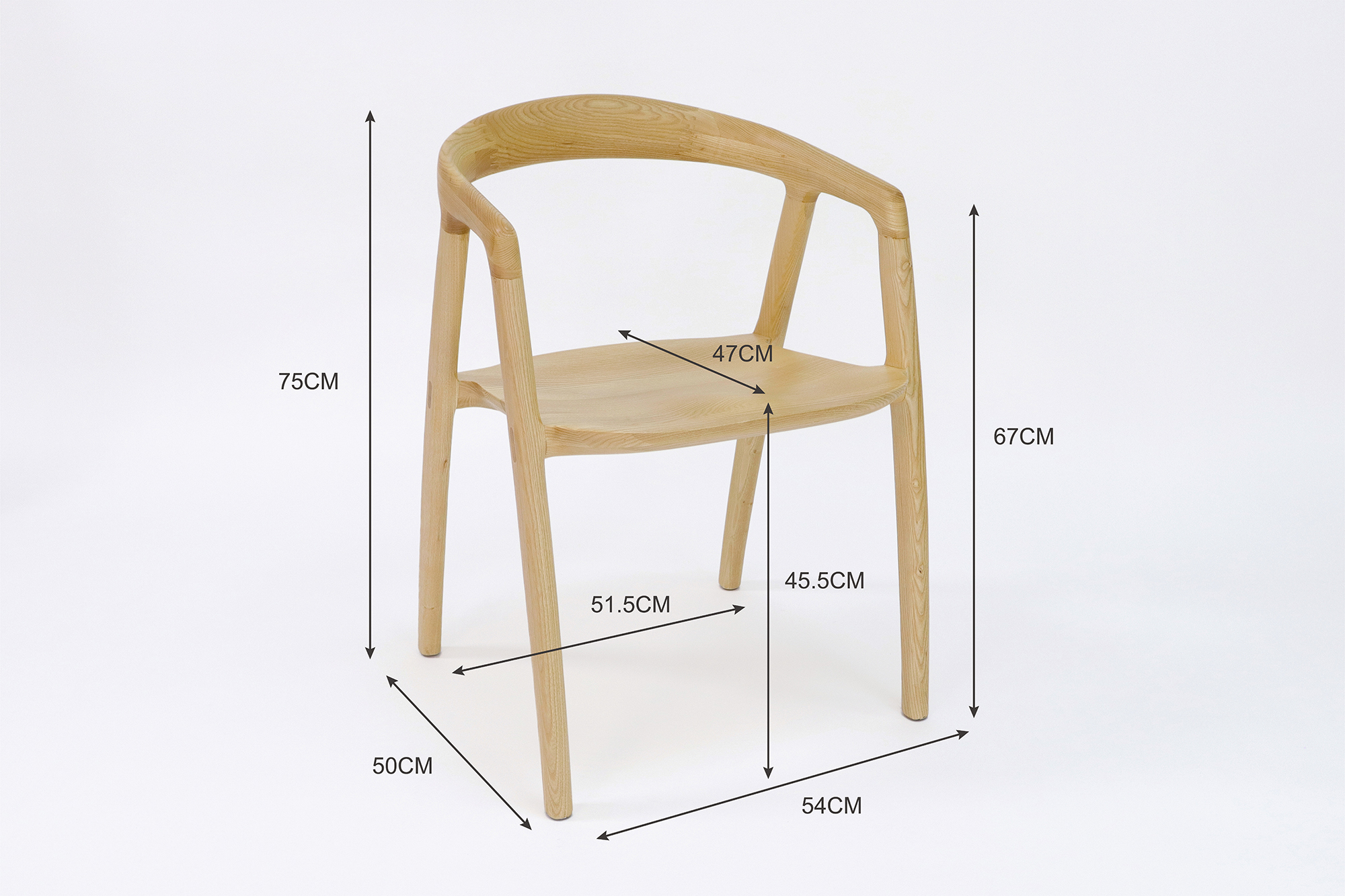 Solid Wood Dining Chair with Nitrolacquer Finish and NO Folded Design at Reasonable in Ash Wood