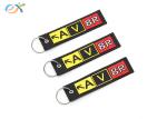 Twill Background Embroidered Keychain Irregular Shape With Laser Cut