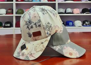 Soft Cotton Sports Dad Hats Spring Printing Flower Logo Little Metal Patch In Front