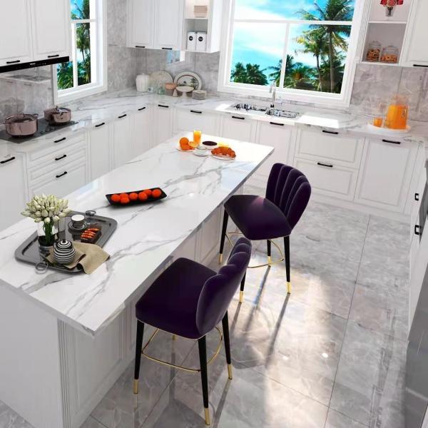 Quality Classical Shallow Handleless Kitchen Cabinets With Quartz Countertop for sale