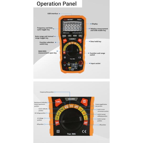 30000 Counts T-RMS Digital Multimeter High Accuracy For Solar Panel System