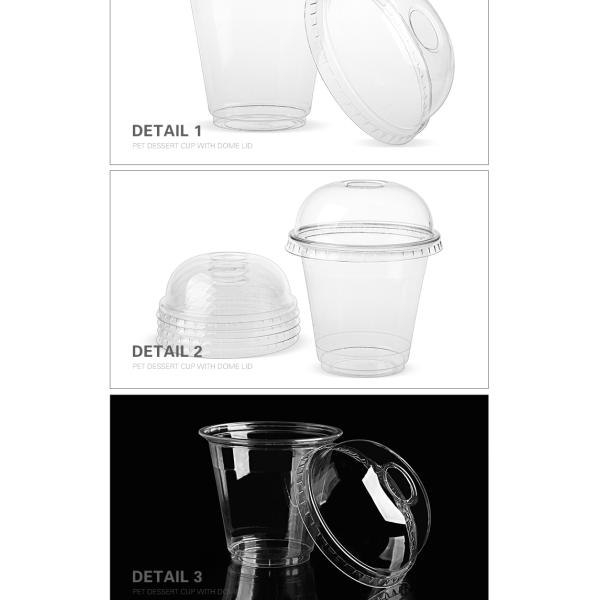 Party supplies disposable dessert tools clear PET cup with dome lid