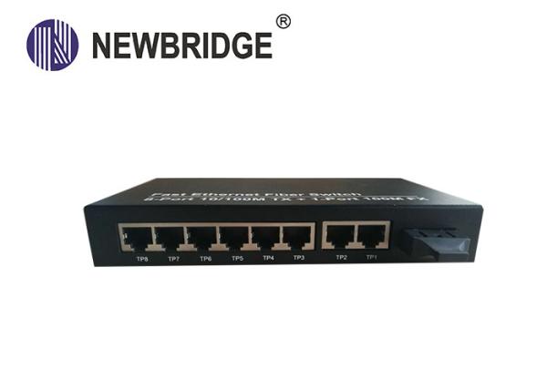 Quality Dual Fiber Single Mode 10 100M Media Converter AC/100-240V With 8 RJ45 Switch for sale