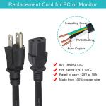 6FT Monitor Laptop Power Cord 3Prong Nema 515P to IEC 320 C13 for Home Appliance