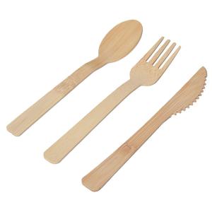 China Knives Fork Spoons Bamboo Flatware Wooden Compostable Silverware Disposable on sale