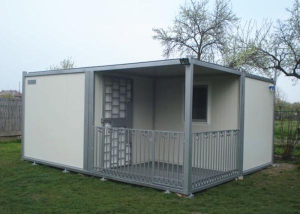 Quality Villa Modular Container House , Gray And White Tiny House Container With Fence for sale
