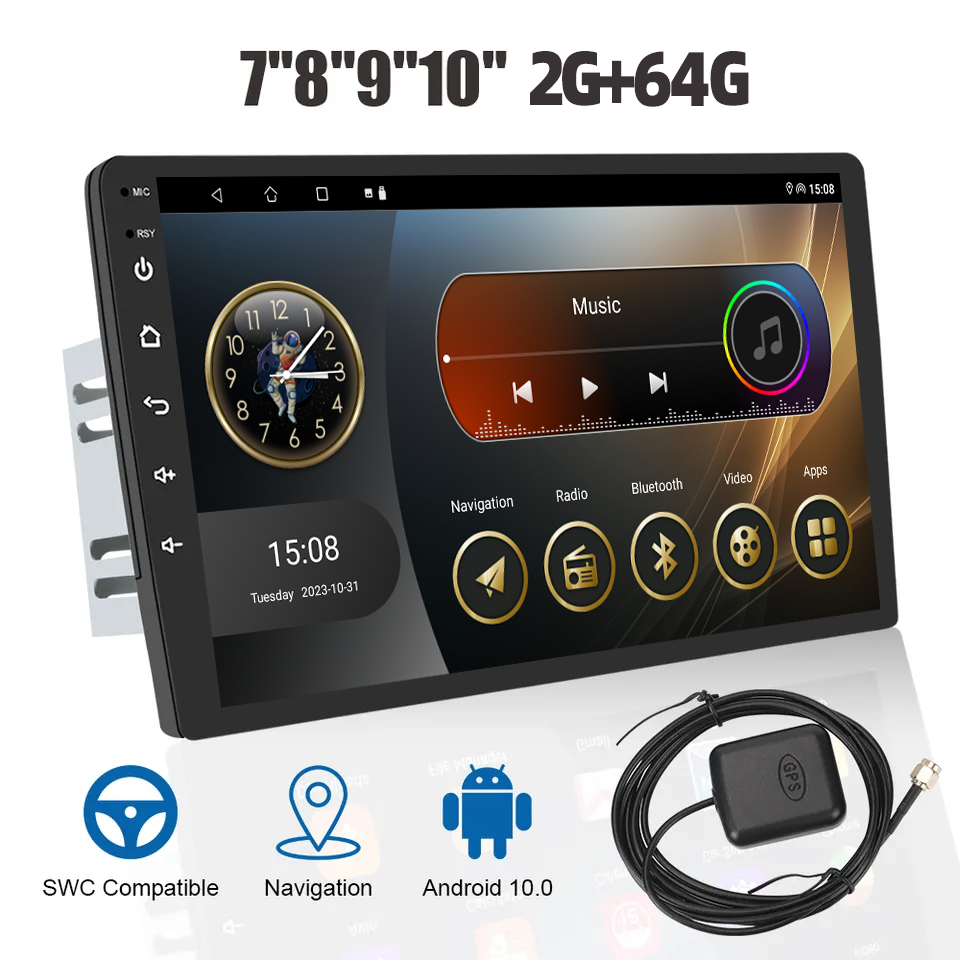 9" IPS/QLED Screen Car Video Android Radio with GPS Navigation BT Music Video YouTube Pho
