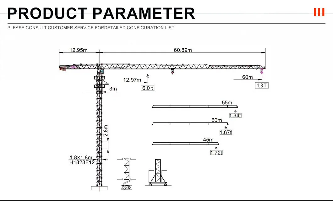 Chinese Brand Used Tower Crane Zoomlion Tower Crane Wa7025 Truck 12 Tons Tower Crane