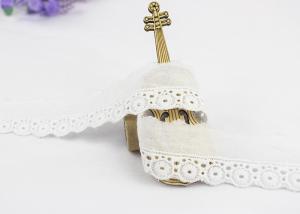 Buy cheap White Cotton Lace Trim By The Yard Embroidered Scalloped Edge Lace For Top product
