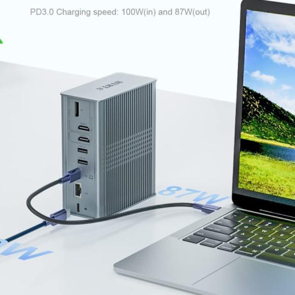 Quality 18 In 1 Thunderbolt USB C Docking Station Multi Usb Hub DisplayLink 4K HDMI for sale