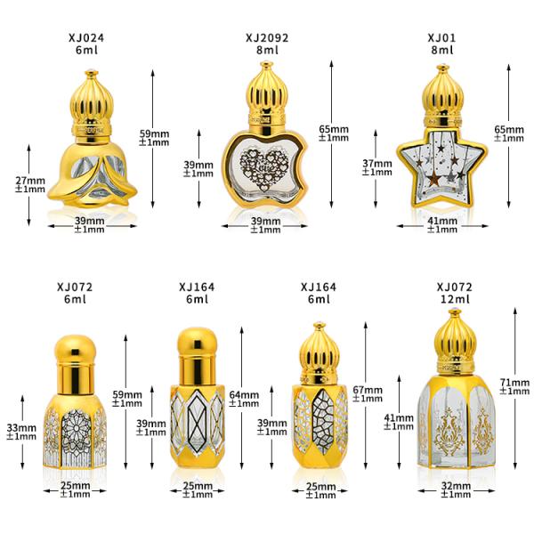 Beauty Packaging Mini Glass Roll On Bottles 12ml For Perfume Packaging Golden Glittering