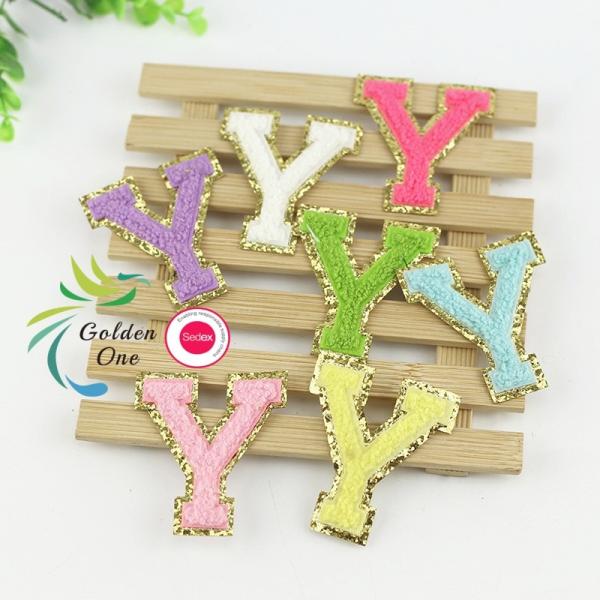 Quality Colorful Sequin Woven Heat Transfer Letter Embroidery Badge Patch Clothing Hat Iron On Embroidery Patches for sale