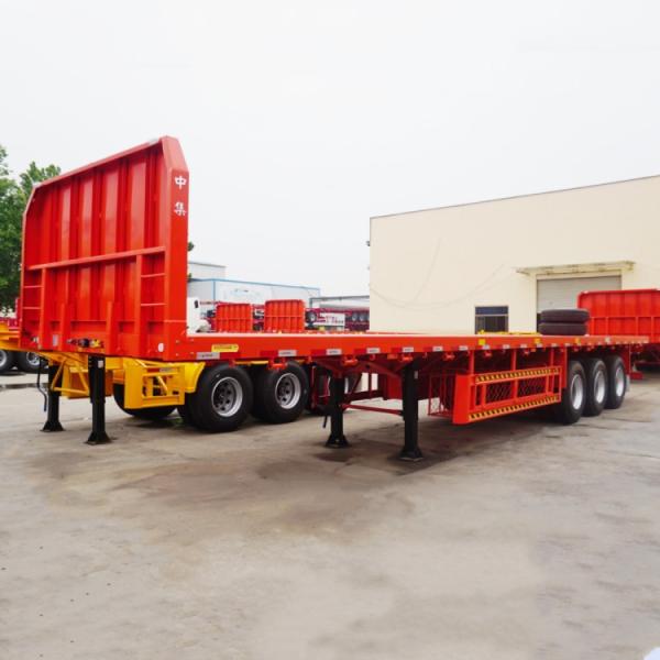 Quality CIMC Tri Axle 20/40 Ft Semi Flatbed Trailer with Front Wall for Sale | CIMC Trailer for Sale for sale