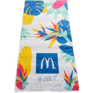 China Private label soft quick dry beach towel serviette de plage custom 100% polyester microfiber disperse print beach towels on sale