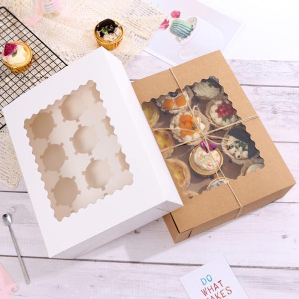 Customized Printing 6 12 Hole Kraft Paper Muffin Cupcakes Box for Sushi and Cookies