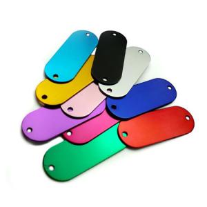 Buy cheap Colored Anodized Custom Engraved Dog Tags Runway Shape With Two Holes product