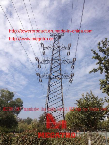 Quality 110KV Transmission line double circuit JGU2 drum type Tension tower from megatro company for sale