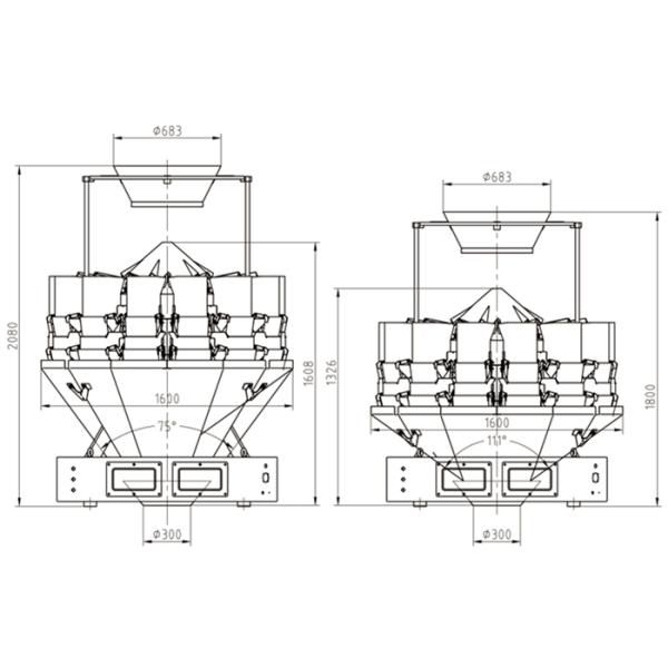 7'' Touch Screen 60 Degrees Kenwei Multihead Weigher