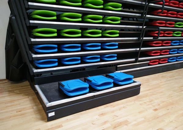 Quality Wall Attached Retractable Grandstands Space Saving With Contoured Seat Surface for sale