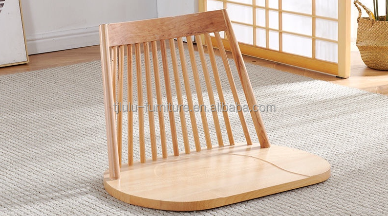 Solid Wood Dining Chair with Natural Floor Seating and Modern Tatami Seatback Design