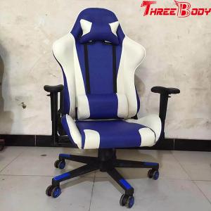 Buy cheap Video Game High Back Gaming Chair White And Blue 350lbs Large Load Capacity product