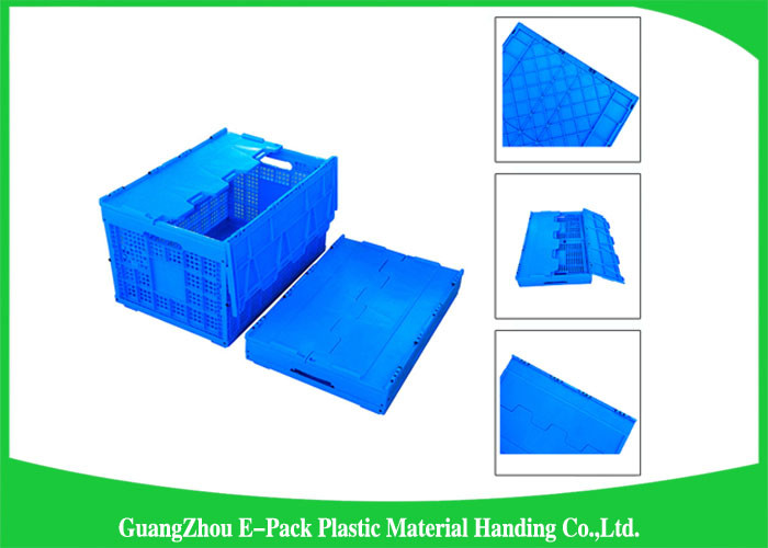 Mesh Collapsible Plastic Containers with Attached Lids / Package Folding Plastic Crates