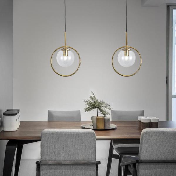 Quality Dining Room Round Glass Pendant Light AC 220V 3000K 4000K 6000K for sale