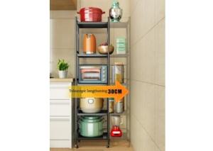 5 Layers Multi Layer Rotating Kitchen Rack Adjustable Length Height