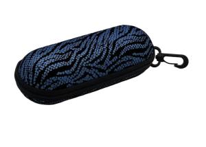Dark Blue Round Tube Zipper EVA Glasses Case With Lobster Clasps