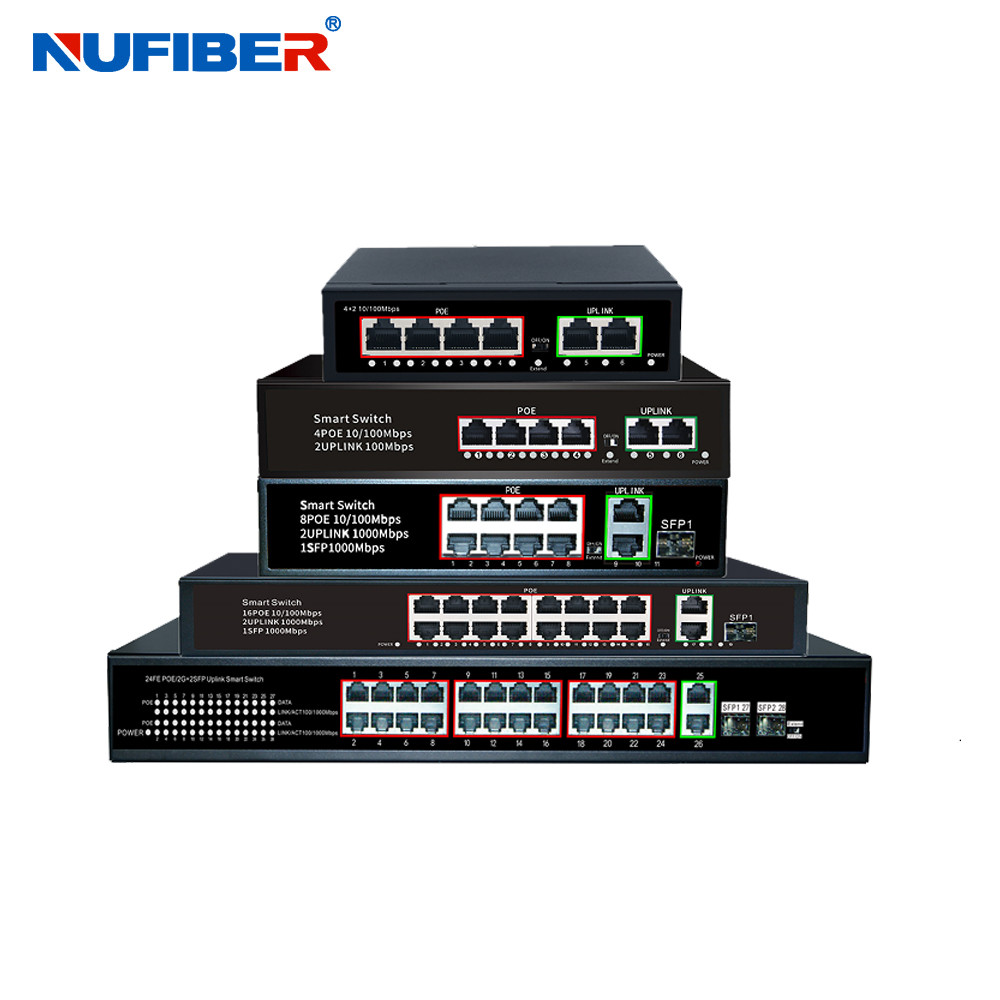 NF-PSE5224-SFP-1U 1U Rack Type 24 Port Gigabit PoE Switch for Hikvision IP Camera with Power Priority Mechanism and 8.8Gbps Switch Capability