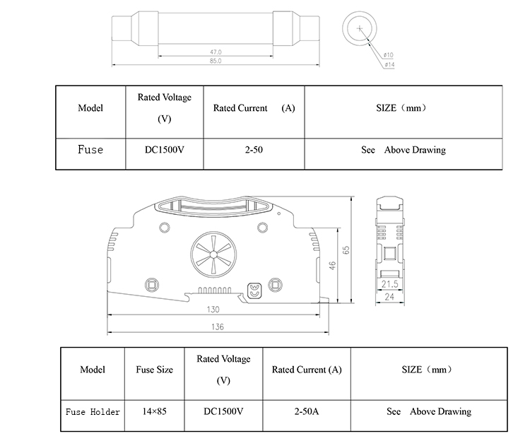 Round IEC 1P 1500V 32a Solar DC Fuse Holder