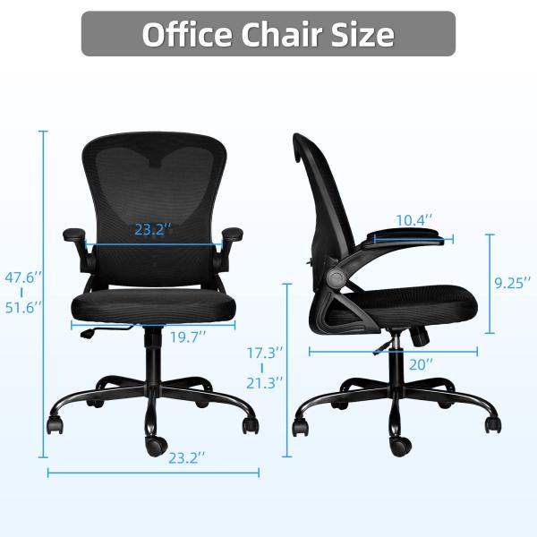 Flip-up Arms Ergonomic Mesh Office Chair with 360 Swivel and Height Adjustment